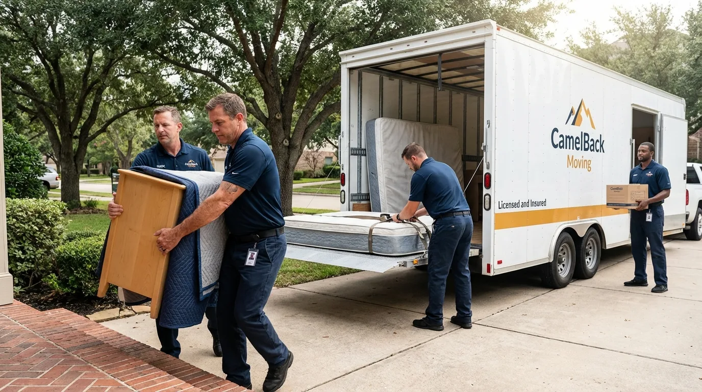 Crew loading residential truck for cross-state move from Saint James, MD