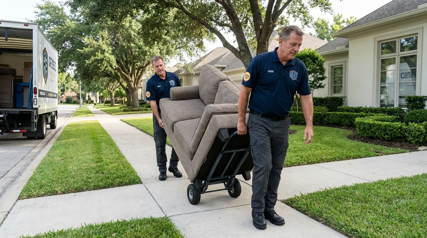 Local residential moving crew loading furniture in Saint James, MD